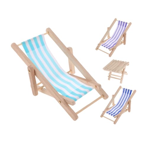 NAMOARLY Mikrolandschaft 1 Set Liegestuhl Modell Für Puppenhaus Dekoration Und Mit Faltbarem Strandtisch Mikrolandschaften Und Kreative Deko von NAMOARLY