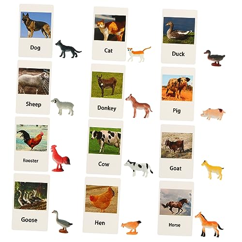 NAMOARLY 1 Satz Tiermodellkarte Bauernhoftiere Statuen Tierkarten Karteikarten Für Tiere Pädagogisches Stammspielzeug Mini-bauernhoftierfiguren Kieselgel von NAMOARLY