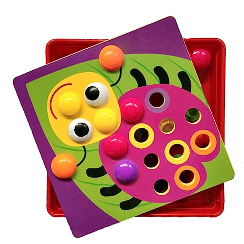 NAMOARLY 1 Satz Vorschulspielzeug Spielset für Kinder Pilz Nagelpuzzle Kinderpuzzle Rätsel Spielzeuge Pegboard-Puzzle Pilz-Nagel-Puzzle Pilznägel Steckbrett Slot-Board Vorschule von NAMOARLY