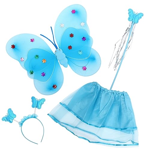 NAMOARLY 1 Satz Tierflügel reine Flügel Kinderkleidung halloween kostüm Rock Kleider Schmetterlingsflügel-Stirnband-Zauberstab Cosplay-Kleidung für Mädchen kleines Mädchen vierteiliges Set von NAMOARLY