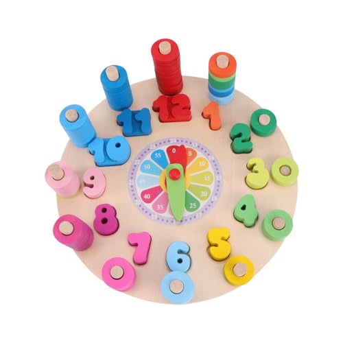 NAMOARLY 1 Satz Zeit 1-12 Zahlen Spielzeuguhr Pädagogisches Spielzeug Clocks für Kinder Kleinkindspielzeug holzspielzeug pädagogische Spielzeuguhr Bunte Holzuhr hölzern Blöcke Bambus von NAMOARLY