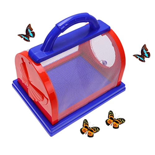 NAMOARLY 1 Set Draußen Kinderspielzeug Schmetterlingsnetz Käfig Outdoor Spielspielzeug Für Pinzette Kinderbehälter Für Insektensammelset Lupe Insektentopf Rot von NAMOARLY