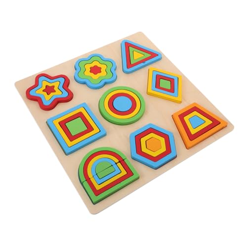 NAMOARLY 1 Set Geometrische Farbenfrohe Puzzle -Board -Kinder Frühes Lernen Und Entwicklungsspielzeug Holz Matching Und Sortieren des Bildungssatzes von NAMOARLY