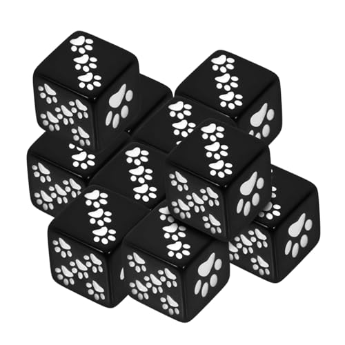 NAMOARLY 10 Stück Bärentatzen-Punktwürfel sechsseitige Herr Pfote einseitig Miniatur Party gesteckt spielwürfel Brettspiel Zubehör Unterhaltungswürfel Spielstütze aus Kunstharz Black von NAMOARLY