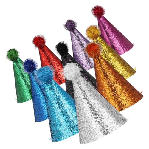 NAMOARLY 10 Stück Geburtstagsparty-hut Kinderparty-caps Partyhüte Für Babyparty-partyhut Wiederverwendbares Kegelgeburtstagsfeierhut Geburtstagsfeier - -hut -sortiment Polyester von NAMOARLY