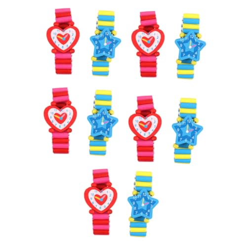 NAMOARLY 10 Stück Teiliges Holzspielzeug Lernspielzeug Bunte Armbanduhren Umweltfreundlich Pädagogisch Lustig für Jungen und Mädchen von NAMOARLY