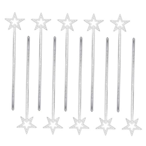NAMOARLY 10 Stück kleines Mädchen Zauberstab Fairy Wand Kinderkleider Toys kinderknallzeug Feenstäbe, Masse Märchen Handwerk LED dekorative Feenstäbe tragbare Feenstäbe Plastik Silver von NAMOARLY