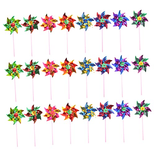 NAMOARLY 100 Stück Kleine Windmühlen Windrad Nadelräder Für Den Garten Glückswind Regenbogen Windsack Garten Windmühlen Leuchtende Spielzeuge Windmühlenstange von NAMOARLY
