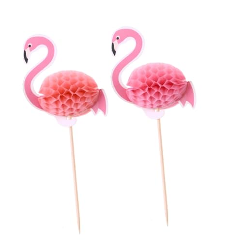 NAMOARLY Flamingo 10St Hawaii-Flamingo-Topper 3D-Flamingo-Kuchendekor Geburtstagskuchen Cupcakes 3D-Flamingo-Kuchen-Picks Topper aus Flamingopapier Zylinder Karte einführen schmücken von NAMOARLY