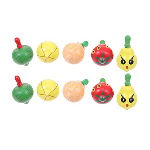NAMOARLY 10Stücke Wooden Fruit Spinning Tops Educational Toys for Enhance Cognitive Skills Parent Child Bonding Random Styles Included von NAMOARLY
