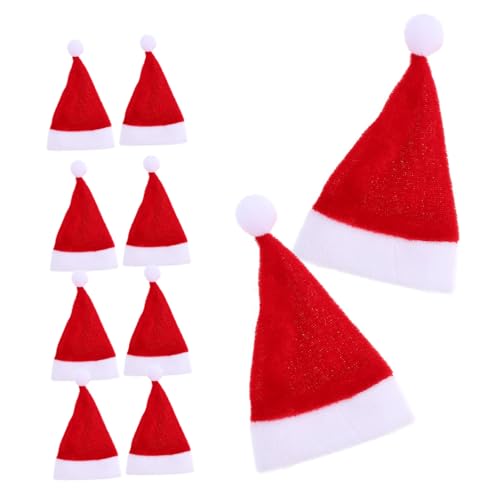 NAMOARLY 12 Stück Mini Weihnachtsmütze Kleine Mütze Verschiedene Weihnachtsplüsch Weihnachtsdeko Kleine Mütze LED Dekorationen Mehrere Ornamente Zubehör Erwachsene Kleinkinder von NAMOARLY