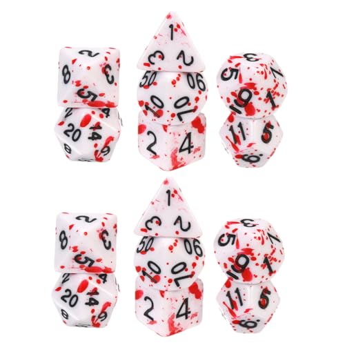 NAMOARLY 14 Teiliges Polyedrisches Würfelset Hey Party Für Festival Blutwürfel Kinderwürfelstapel Blutige Würfel Dekoration Kleine Mini Sags Tischwürfel Cosplay Club Club Acryl von NAMOARLY