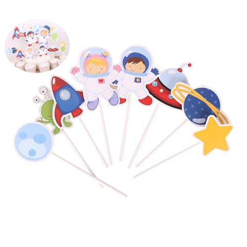 NAMOARLY 16St Partydekorationen zum Thema Weltraum kinder geburtstagsdeko kindergeburtstags dekoration Astronauten-Cupcake-Topper Zylinder tortendeko einschulung Astronauten-Kuchenaufleger von NAMOARLY