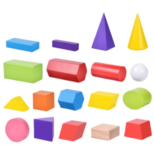 NAMOARLY 18 Stück Geometrische Bausteine Playtime zabawki stymulujące rozwój Farbige Holzbausteine Holzblöcke Bausteine ​​für Kleinkinder bausteine Kleinkindblöcke Plastik von NAMOARLY