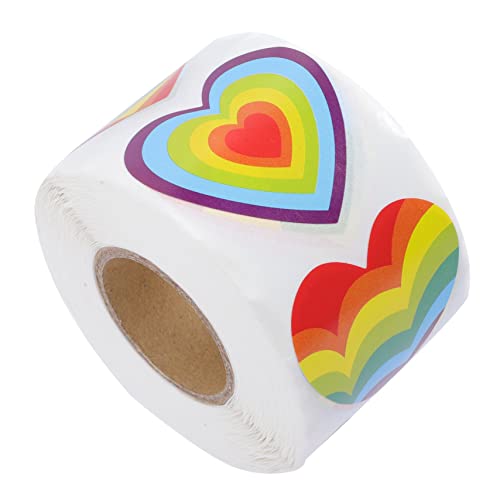 NAMOARLY 1Rolle Regenbogen Herz Aufkleber Selbstklebende Pride Sticker Herzform Für Scrapbooking Geschenktüten Und Kreative Projekte Klebrige Etiketten Für Valentinstag von NAMOARLY