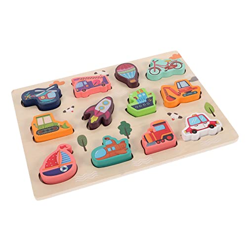 NAMOARLY 1Satz Montessori Holzspielzeug Puzzle Für Kleinkinder Ab Jahr Formpassungsspiel Mit Verkehrsfahrzeugen Pädagogisches Hand Augen Koordination Und Greifentwicklung von NAMOARLY