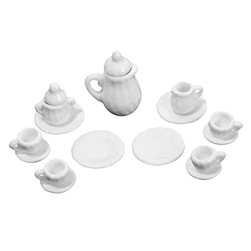 NAMOARLY 1Satz Teekannen Set Elegantes Puppenhaus Zubehör Aus Teilig Für House Realistische Teetassen Und Untertassen Pure Weiße von NAMOARLY