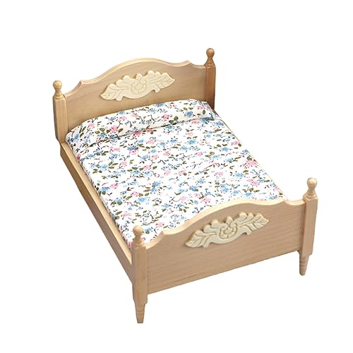 NAMOARLY 1Stk Mini-Doppelbett kinderzimmer zubehör Kinder holzspielzeug Kinderspielzeug Spielzeug für Kinder Modelle Spielset aus Holz kinderhaus Spielzeug Mini-Möbelbettmodell Erdfarben von NAMOARLY