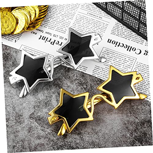 NAMOARLY 2 Paare Pentagram Sonnenbrillen Gold und Silber Lustige Partybrille Leichte Stabile Brillen für Foto Booth Familie Weihnachten Verkleidung Erwachsene von NAMOARLY