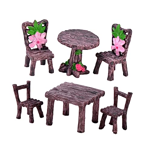 NAMOARLY 2 Sätze Mikro-landschaftsverzierung Stühle Miniaturmodell Mini-tischhocker Miniaturspielzeug Coffee Harz von NAMOARLY