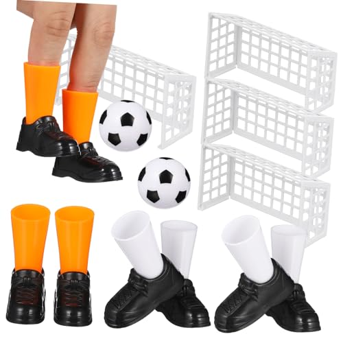 NAMOARLY 2 Satz Mini Fingerfußballspiel Set Tischkicker mit Fußballtoren und Schuhen Interaktives Fußball actionfiguren Spiel für Geschicklichkeit und Koordination Tragbares Partyspiel von NAMOARLY