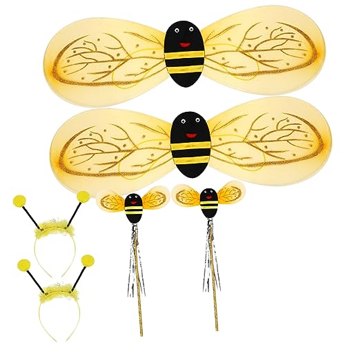 NAMOARLY 2 Sets Kleine Bienen Requisiten Hummelflügel Schmetterlingsflügel Anzug Umhang Bienen Schmetterlingskostüm Bienen Feenflügel Schmetterlings Mädchenkostüm von NAMOARLY
