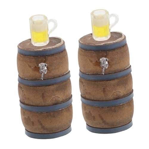 NAMOARLY 2 Sets Puppenhaus-bierfass Und -krüge, Miniatur-weinfass, Mini-trinkgläser, Requisiten Für Heimwerker, Basteln, Garten, Puppenhaus, Bar, Mikro-landschaftsdekor von NAMOARLY