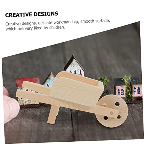 NAMOARLY 2 Stck Teiliges Miniatur Holzschubkarren Puppenhaus Dekoration Miniatur Garten Wagen Modell Zubehör für von NAMOARLY
