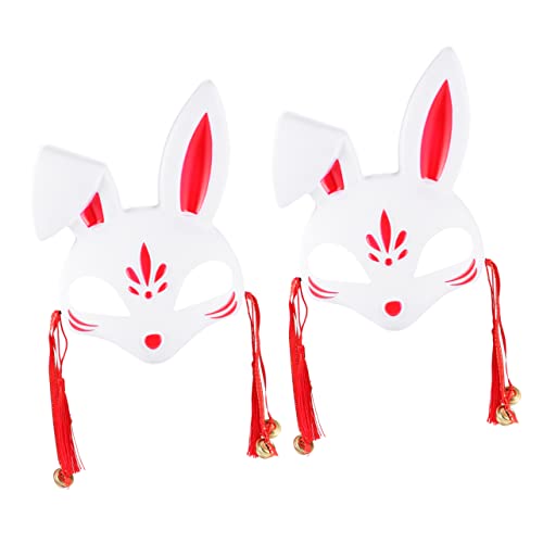 NAMOARLY Maskerade 2 Stk Maske Kaninchen cospaly Abdeckungen tierische Gesichtsbedeckung Kostüm Party Gefälligkeiten karneval gesichtsbedeckung Tier-Cosplay Hase Halloween niedlich rot von NAMOARLY