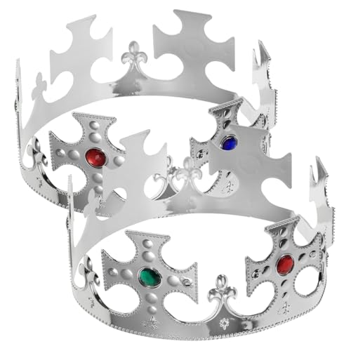 NAMOARLY 2 Stk silberne Königskrone Halloween-Königskrone Geburtstagskrone Kronenstütze Dekorationen goldhochzeit party antike Kreuzkrone königliche mittelalterliche krone Silver NAMOARLY 2 Stk silberne Königskrone Halloween-Königskrone Geburtstagskrone Kronenstütze Dekorationen goldhochzeit party antike Kreuzkrone königliche mittelalterliche krone Silver von NAMOARLY