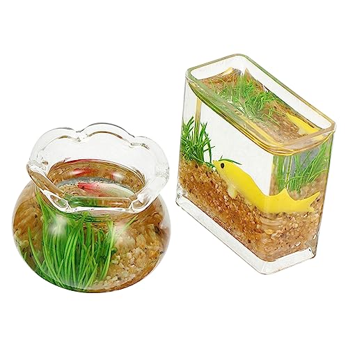 NAMOARLY 2 Stück Miniatur Fischglas Aquarium Modell Teilig Dekoratives Puppenhaus Zubehör Glatte Oberfläche Langlebig Lebensecht als Mini Haus Dekoration und Spielzubehör Zufällige Farbe von NAMOARLY