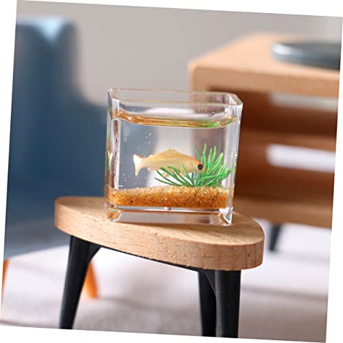 NAMOARLY 2 Stück Miniatur Fischglas Teiliges Verschleißfest Realistische Puppenhaus Deko Mini Aquarium Figuren für Schreibtisch Küchen Tischmitte Farblich Zufällig Zufällige Farbe von NAMOARLY