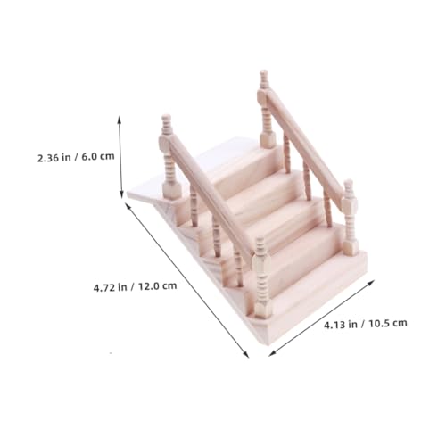 NAMOARLY 2 Stück Miniatur-puppenhaustreppe: Holzhandlauftreppe, DIY, Unbemaltes Puppenhausmöbelzubehör Für Die Puppenhausszene Im Feengarten von NAMOARLY