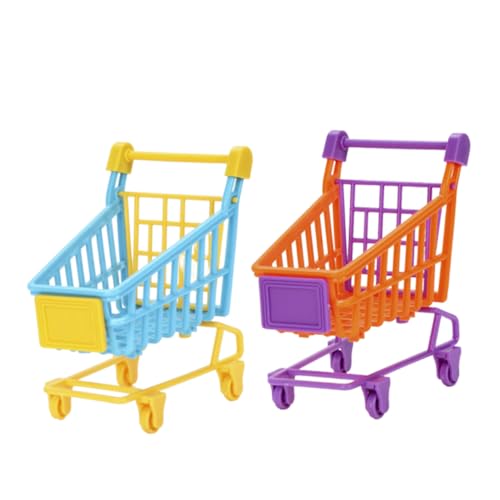 NAMOARLY 2 Stück PVC Simulation Trolley Mini Einkaufswagen für Puppen Aufbewahrungsregal Fördert Kreatives und Eltern Junge Mädchen Interaktion Farbe Zufällig Zufällige Zufällige Farbe von NAMOARLY