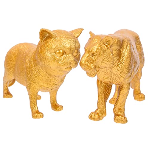 NAMOARLY 2 Stück Tierornamente Aus Gold Kindertierspielzeug Hirschfiguren Wohnkultur Kinderspielzeug 2+ Jahre Alter Junge Miniatur-katzenspielzeug Ausgestopft Tiere Panzer Plastik von NAMOARLY