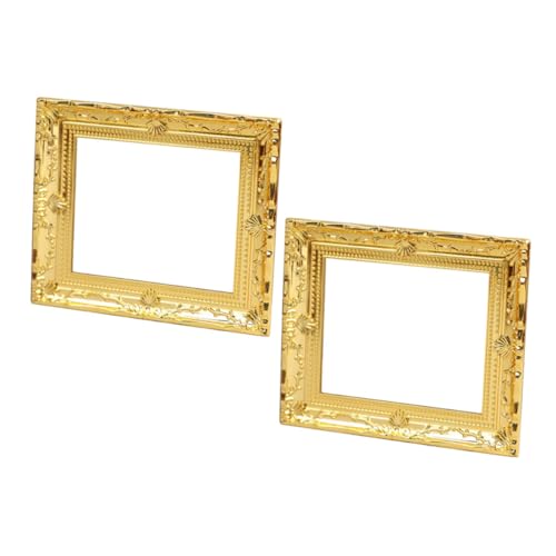 NAMOARLY 2 Stücke Goldener Rahmen dekoratives Foto Mini-Goldrahmen Miniaturen Film für kinderspielzeug winzige Fotorahmen-Requisite Retro-Bilderrahmen-Ornament Plastik von NAMOARLY