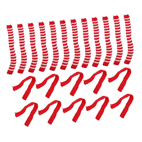 NAMOARLY 20 Stück Mini Schals Dekorative Wollschals für Puppen und Figuren für Feste und Bastelprojekte Strickschals Rot Weiß Grün von NAMOARLY