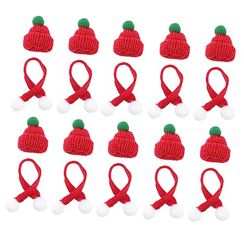 NAMOARLY 20 Stücke Gestrickte Weihnachten Mini Puppe Hut Schal Set Festliche Dekorationen Für Party von NAMOARLY