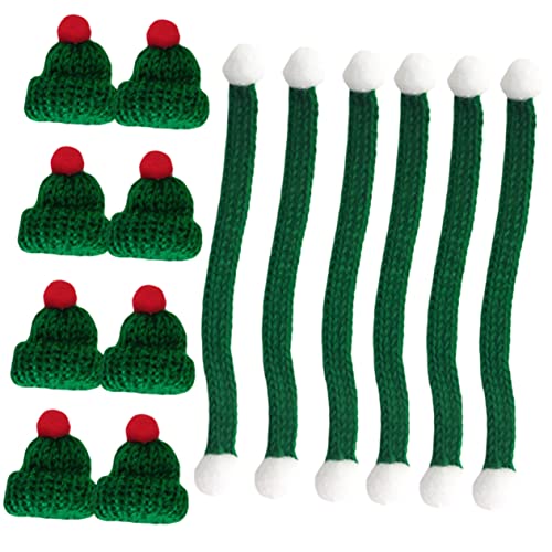 NAMOARLY 20 Stück Weihnachts hüte Mini-Schal Mini-Strickmützen Mini-Schneemannmütze Kappe Halstuch Weihnachten Babydoll Weihnachten gestrickte Minimütze Mini DIY Weihnachtsmütze Strickgarn von NAMOARLY