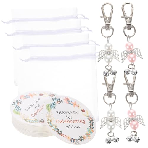NAMOARLY 24sätze Teiliges Angel Schlüsselanhänger Für Babyparty Für Gäste Mit Anhängern Und Beuteln Dekoration Duschen Und Taufen Schutzengel-design von NAMOARLY