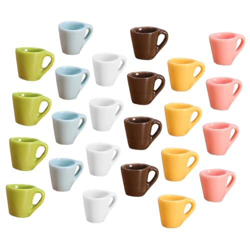 NAMOARLY 24stücke Teiliges Miniatur-kaffeetassen Für Puppenhaus Bunte Resin-getränke Für Kreative Dekoration Und Miniatur-szenen Farben Weiß Rosa Blau Gelb Braun Grün von NAMOARLY