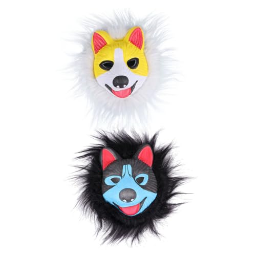 NAMOARLY 2st Hundemaske Tierspielzeug Party-gesichtsabdeckung Cospaly Gesichtsabdeckung Cosplay Tierische Gesichtsbedeckung Realistische Maske Bilden Halloween Eva Kind von NAMOARLY