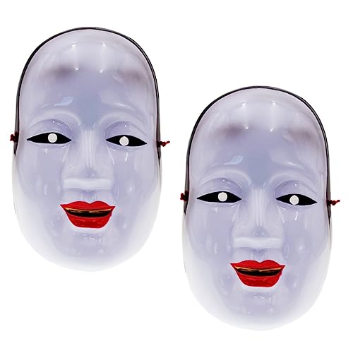 NAMOARLY Halloween-Maske 2St Maske Abschlussball Requisiten japanische Kleidung Rollenspielkostüm Make-up-Party-Requisiten Prajna-Performance-Requisiten bilden schmücken Figur Plastik Weiß von NAMOARLY