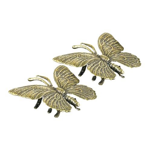 NAMOARLY 2st Goldene Schmetterlingsskulptur Kleine Schmetterlingsdekoration Handwerkliche Dekoration Anhänger -Ornamente Balance- Künstliches Kupfer von NAMOARLY