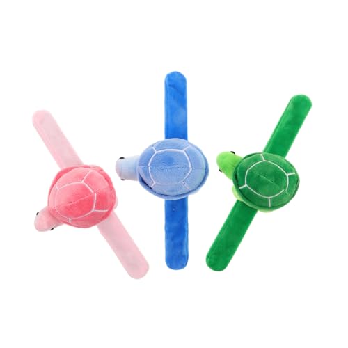 NAMOARLY 3 Stück Schildkrötenarmband tierische Partygeschenke Plüsch-Schildkröten-Umarmungen Tierarmbänder Stofftiere Armband Schlagarmbänder Komfortspielzeug Stofftierarmband PP Baumwolle von NAMOARLY