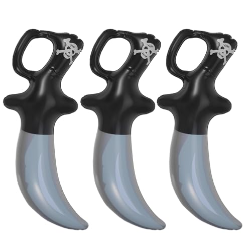 NAMOARLY 3St Aufblasbarer Piratenmesserballon Nougat-Bonbonpapier Wolfram Brille Twist Rand halloween dekoration piratenspiel Kinderspielzeug Bühnen-Cosplay- -Stütze PVC Black von NAMOARLY