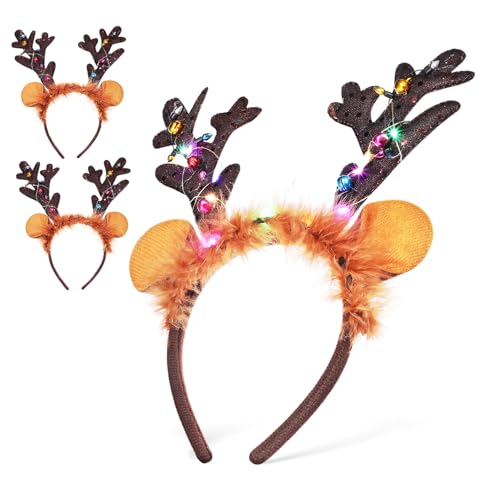 NAMOARLY 3st Weihnachts-rentier-kopfbedeckungen Weihnachts-plüsch-stirnband Hirschgeweih-stirnband Haarband Aus Rentiergeweih Für Led-weihnachtsstirnband Trompete Kind Vlies Erwachsener von NAMOARLY