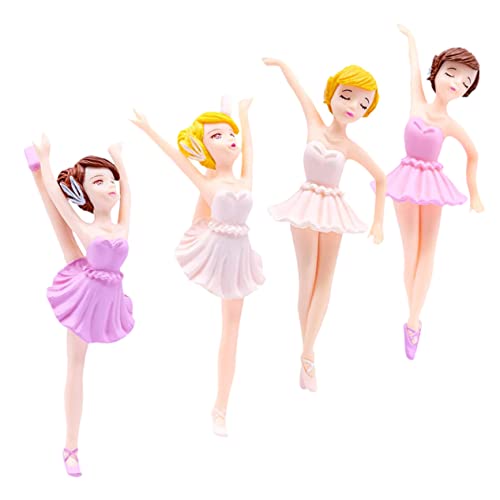 NAMOARLY 4 Stück Ballerina Mädchen Tortendeko Geburtstagstorte Deko Elegante Weiße und Violette Figuren Süße Backdeko für Mädchen Geburtstagsfeier Kuchenornamente von NAMOARLY