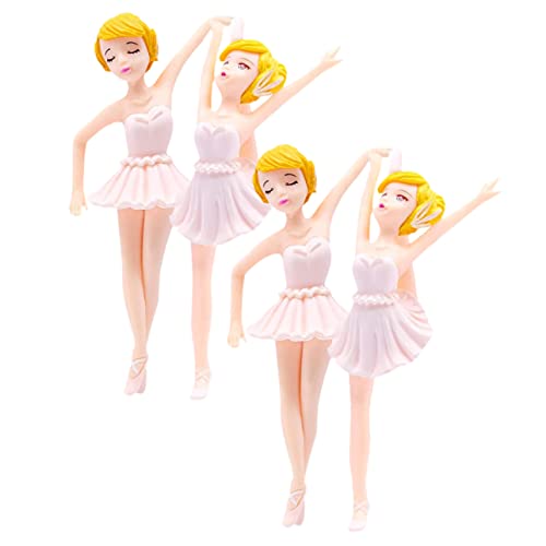 NAMOARLY 4 Stück Ballerina-Mädchen ein Kuchendeckel Tortenaufsatz nähen Cupcake-Topper Tortenaufsatz zum Aufdecken des Geschlechts Cupcake -Stand Tänzerin Ornament Muffin-Topper PVC Weiß von NAMOARLY