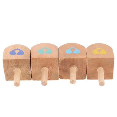 NAMOARLY 4stücke Holz-Dreidel Für Junge Mädchen Natürliche Holzspielzeuge Für Hanukkah Sensory Spielzeug Für Schule Und Outdoor Aktivitäten Farbenfrohes Lernspielzeug von NAMOARLY